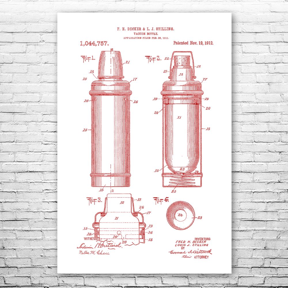 Water Bottle Patent Print Poster Bottle Art Camping Decor Outdoorsman Gifts