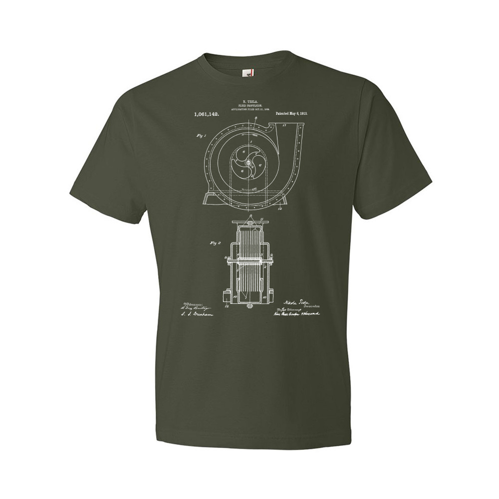 Camisa de propulsión fluida Nikola Tesla ingeniero mecánico diseño automotriz - Imagen 5 de 11