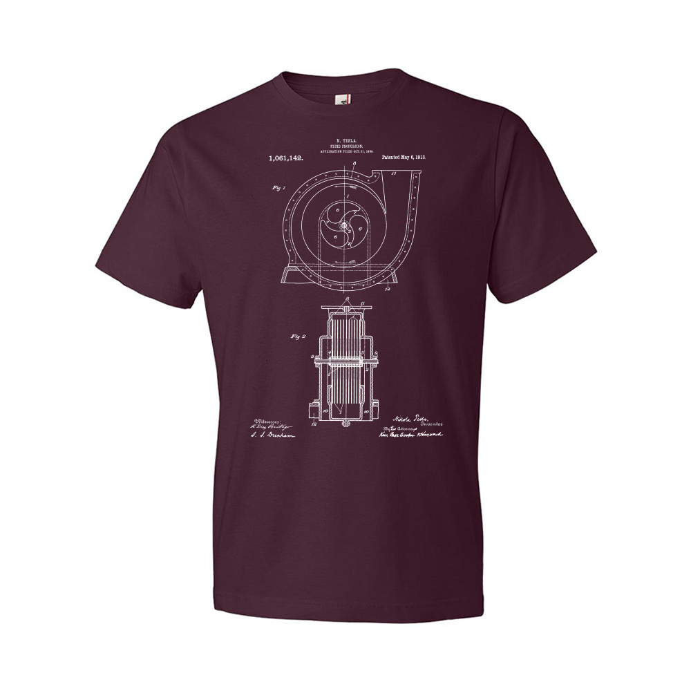 Camisa de propulsión fluida Nikola Tesla ingeniero mecánico diseño automotriz - Imagen 9 de 11