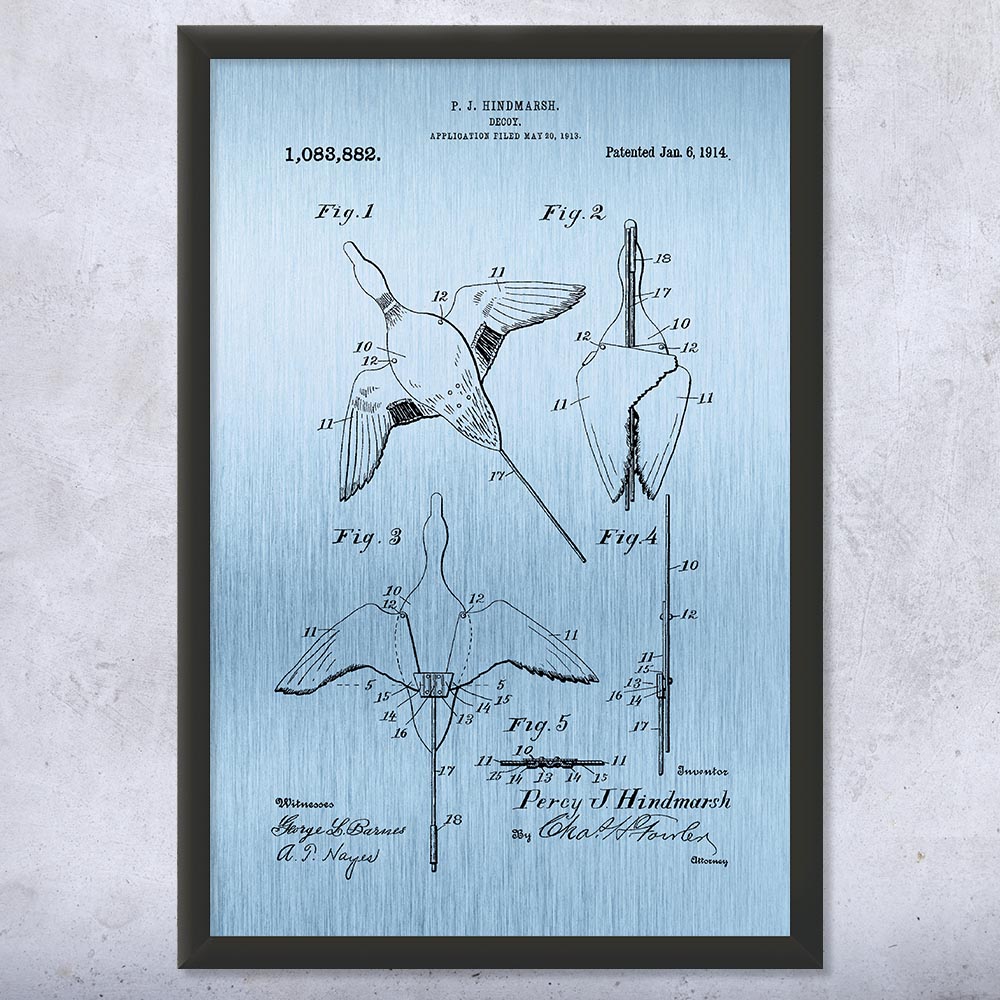 Duck Decoy Patent Wall Art Poster, Canvas or Framed Duck Hunting Gifts Dad Gifts - Picture 13 of 15