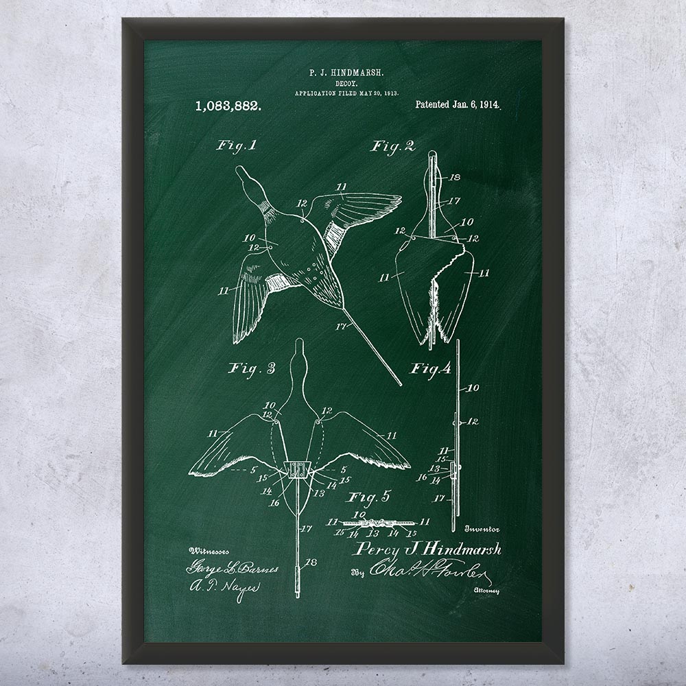 Duck Decoy Patent Wall Art Poster, Canvas or Framed Duck Hunting Gifts Dad Gifts - Picture 9 of 15