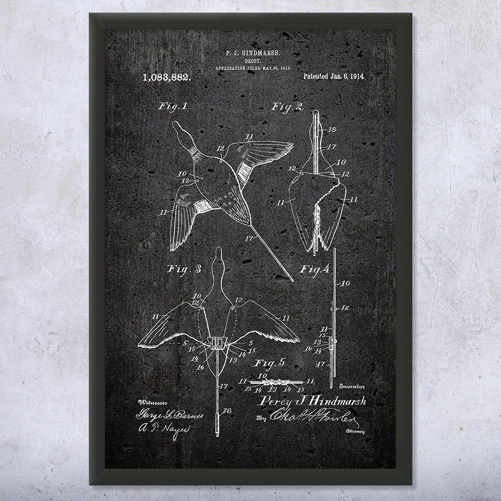 Duck Decoy Patent Wall Art Poster, Canvas or Framed Duck Hunting Gifts Dad Gifts - Picture 12 of 15