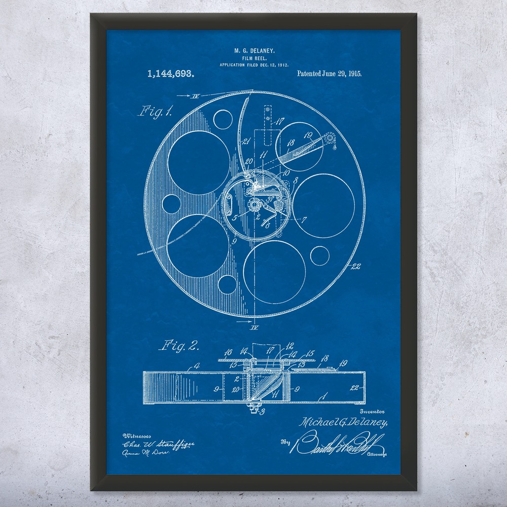 Movie Film Reel Patent Wall Art Poster, Canvas or Framed Hollywood Decor - Picture 11 of 15