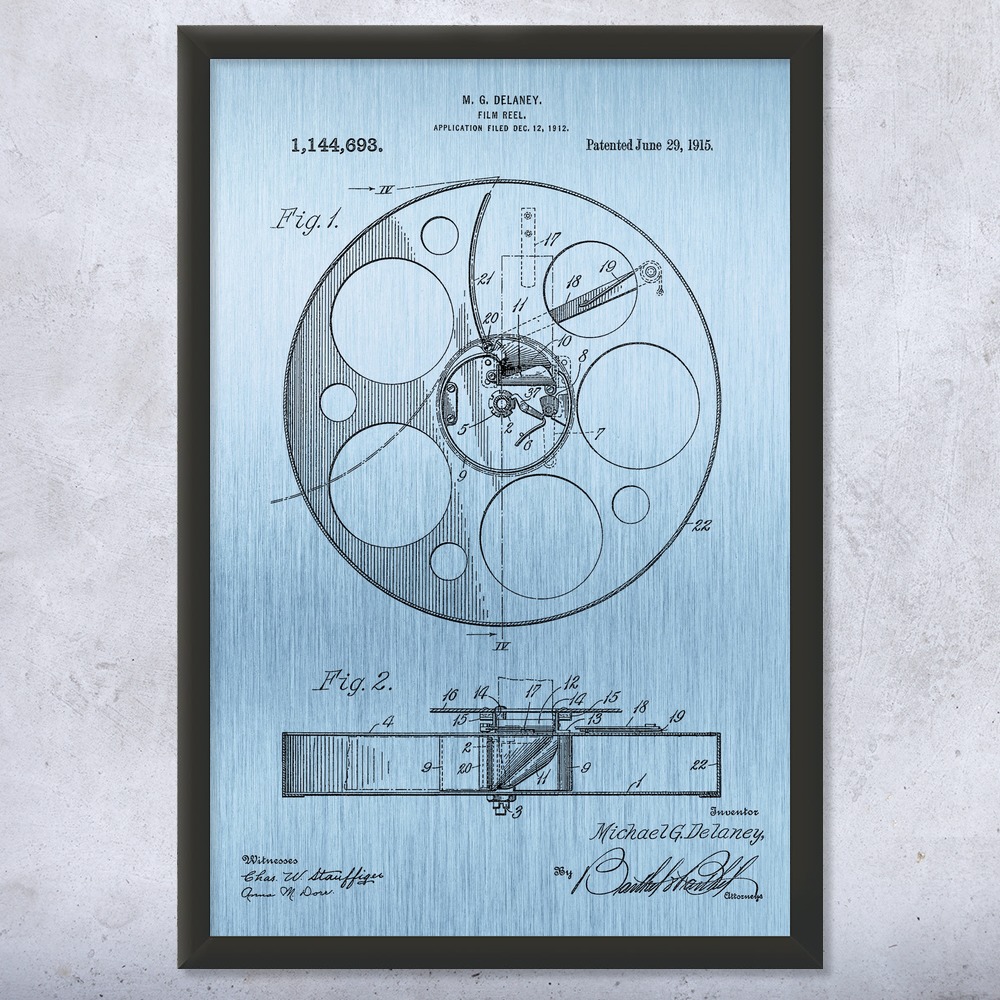 Movie Film Reel Patent Wall Art Poster, Canvas or Framed Hollywood Decor - Picture 13 of 15
