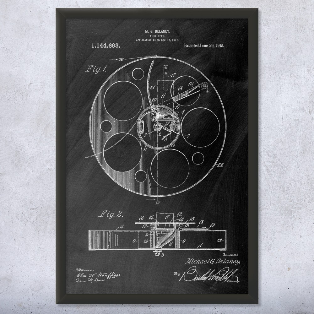 Movie Film Reel Patent Wall Art Poster, Canvas or Framed Hollywood Decor - Picture 10 of 15