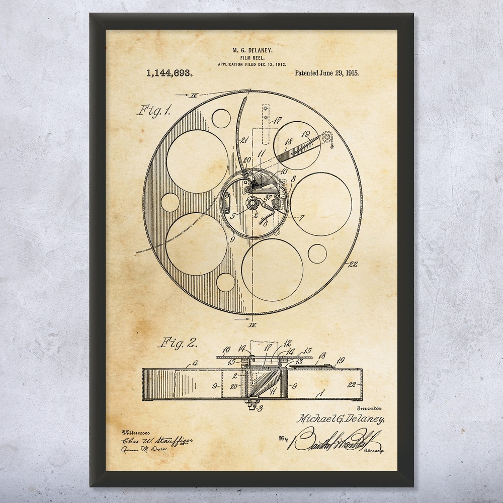 Movie Film Reel Patent Wall Art Poster, Canvas or Framed Hollywood Decor - Picture 8 of 15