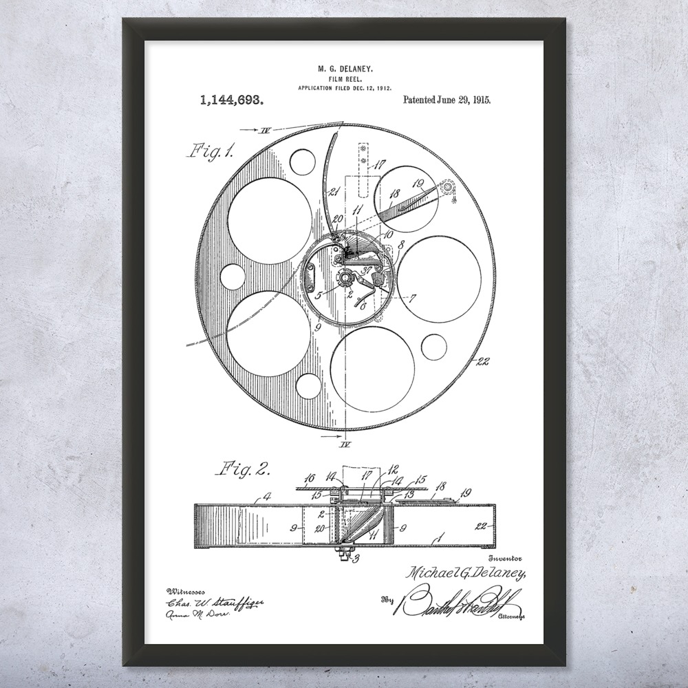 Movie Film Reel Patent Wall Art Poster, Canvas or Framed Hollywood Decor - Picture 14 of 15