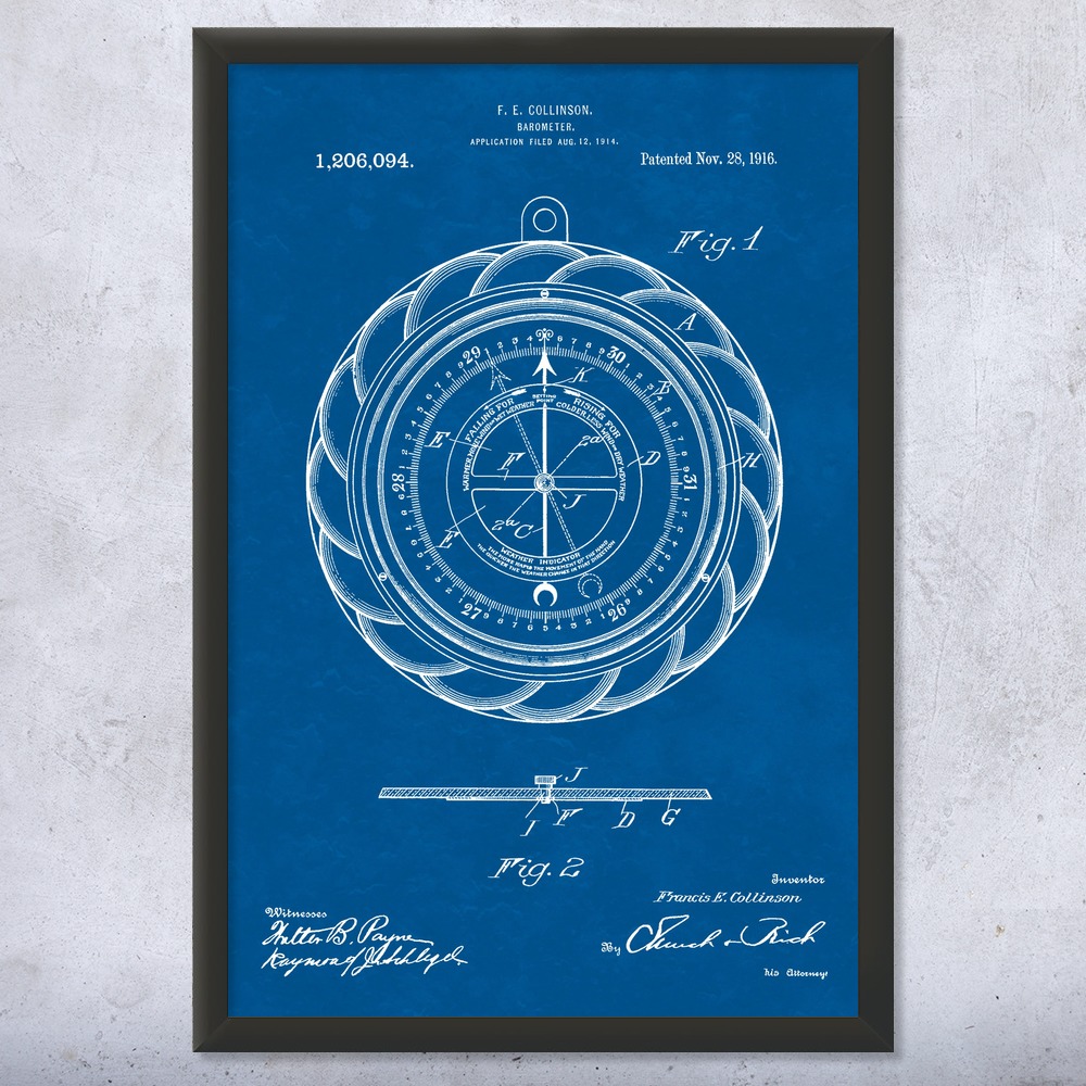 Cartel de arte de pared con patente con medidor de barómetro, lienzo o estudiante de meteorología enmarcado - Imagen 11 de 15