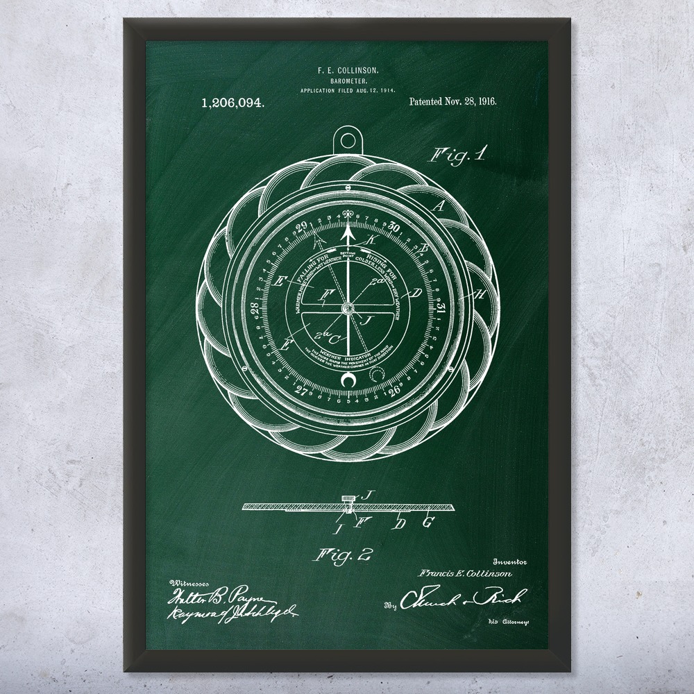 Cartel de arte de pared con patente con medidor de barómetro, lienzo o estudiante de meteorología enmarcado - Imagen 9 de 15