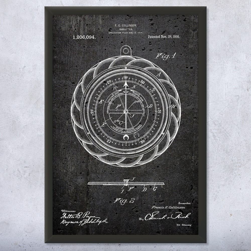 Cartel de arte de pared con patente con medidor de barómetro, lienzo o estudiante de meteorología enmarcado - Imagen 12 de 15