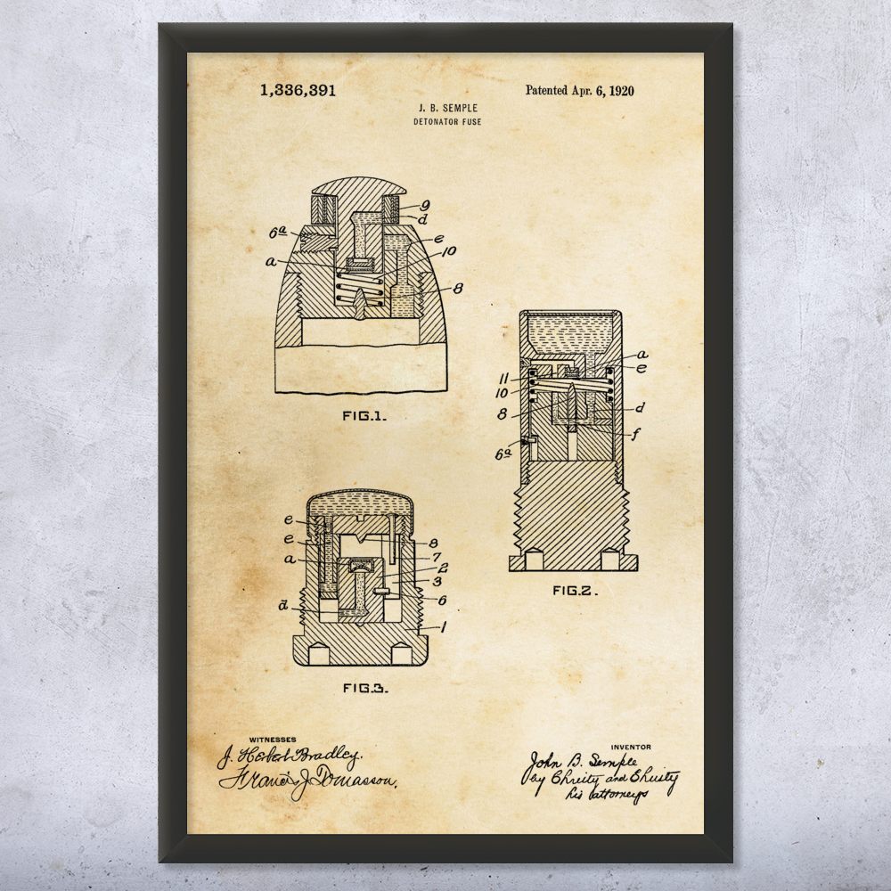 Póster de arte de pared de patente detonador fusible, lienzo o enmarcado regalo de veterano regalo marino - Imagen 8 de 15