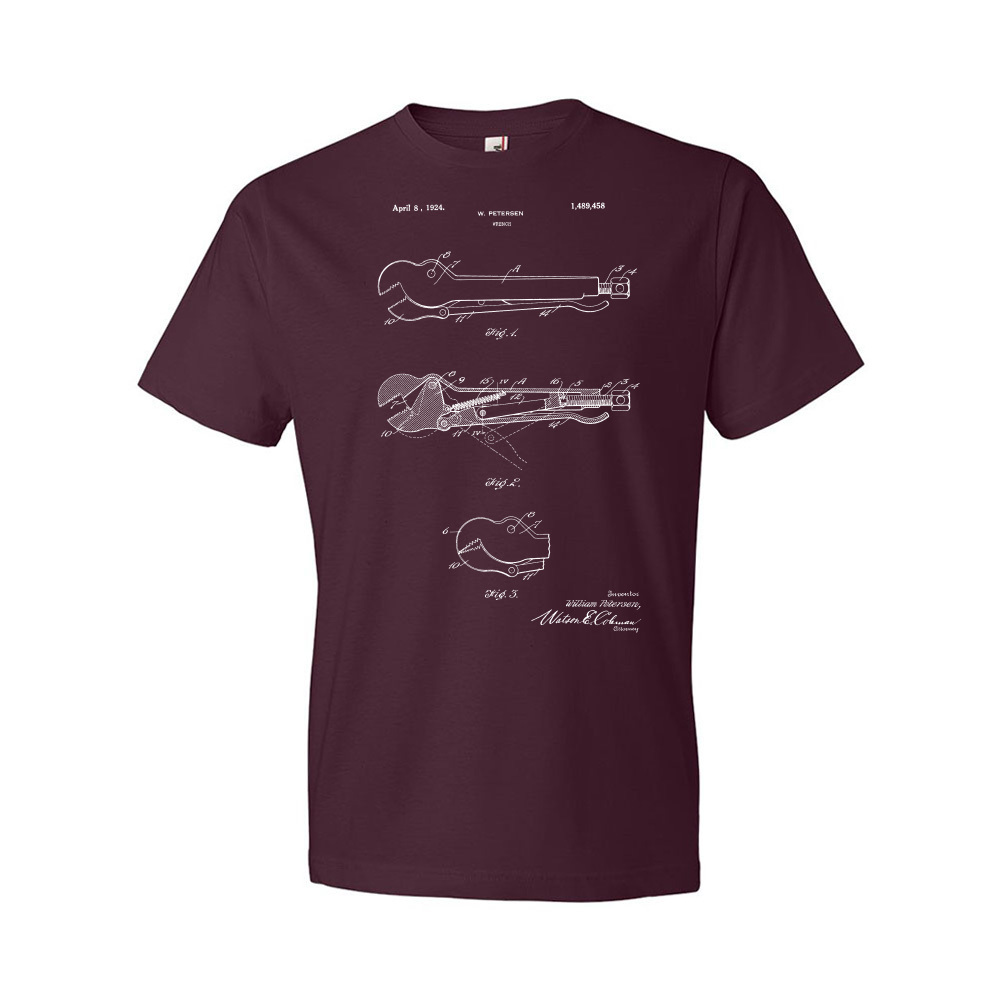 Vice Grip Patent Shirt Construction Worker Plumber Gifts Plumbing Tee - Picture 9 of 11