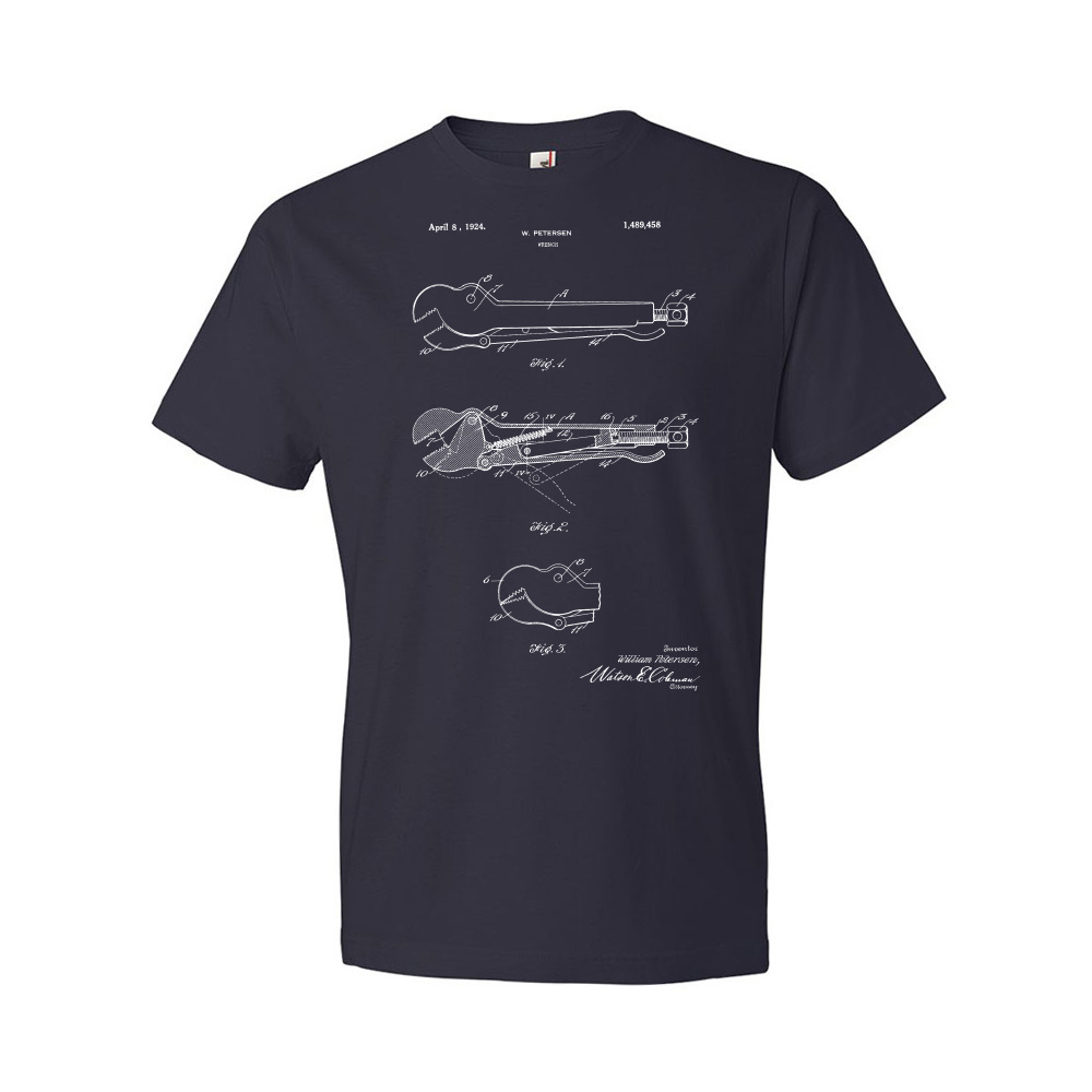 Vice Grip Patent Shirt Construction Worker Plumber Gifts Plumbing Tee - Picture 7 of 11
