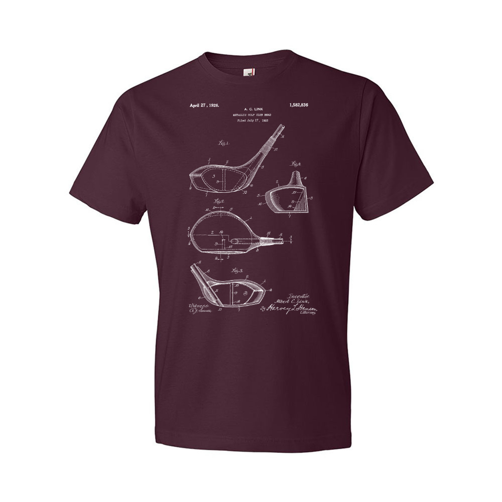 Golf Club Head Patent Shirt Gifts For Golfers Dad Gifts Funny Golf Gifts - Picture 9 of 11