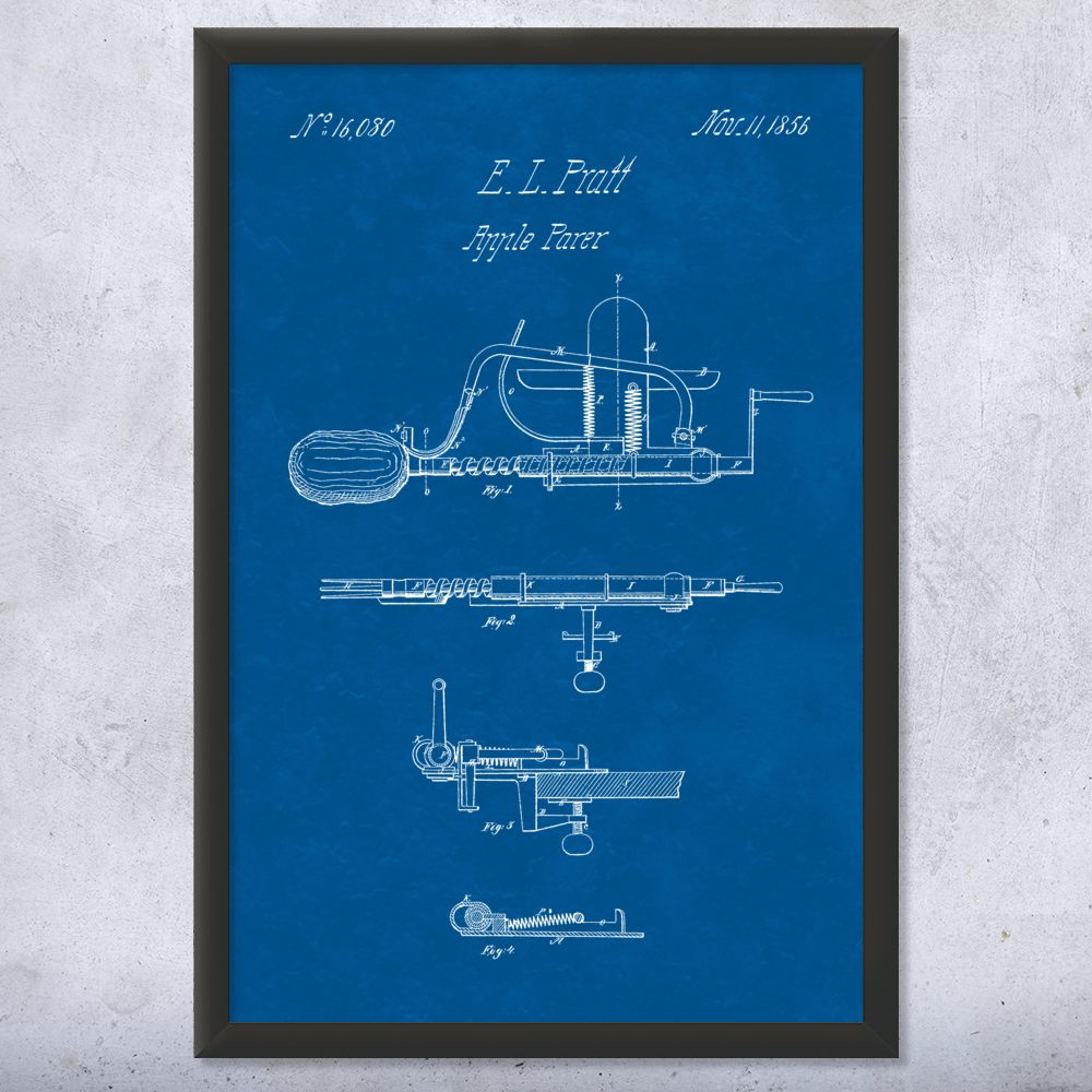 Apple Peeler Patent Wall Art Poster, Canvas or Framed Kitchen Artwork Chef Gift - Picture 11 of 15