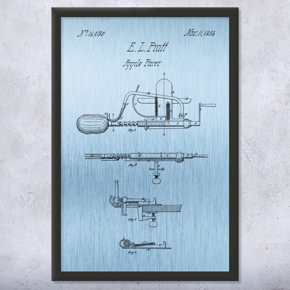 Apple Peeler Patent Wall Art Poster, Canvas or Framed Kitchen Artwork Chef Gift - Picture 13 of 15
