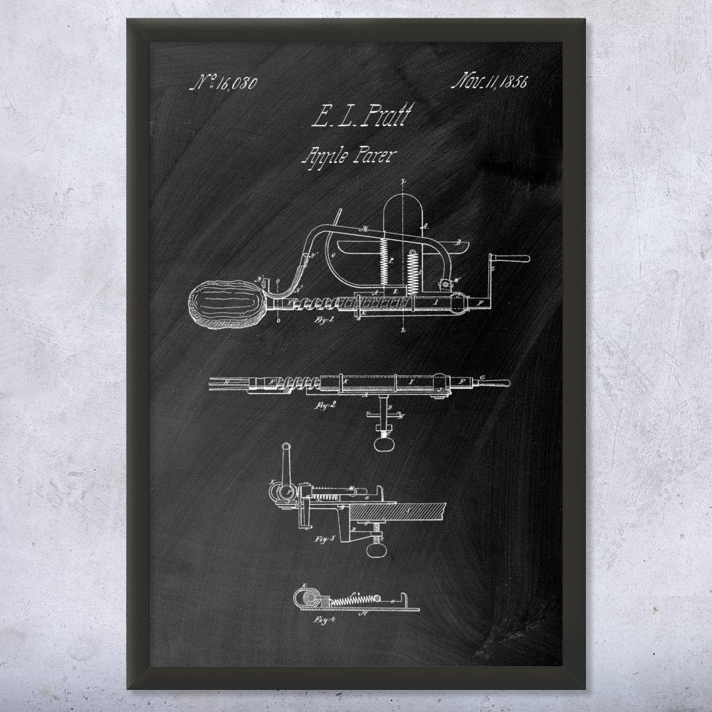 Apple Peeler Patent Wall Art Poster, Canvas or Framed Kitchen Artwork Chef Gift - Picture 10 of 15