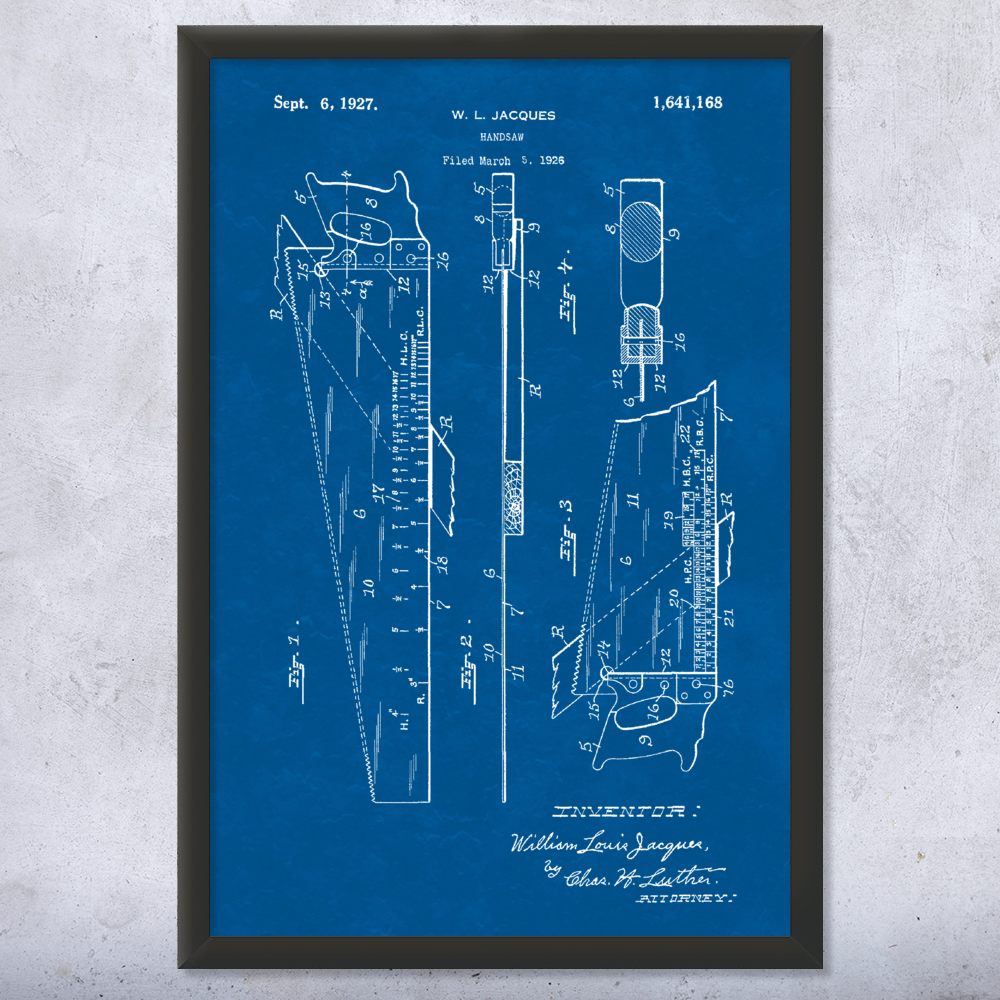 Handsaw Patent Wall Art Poster, Canvas or Framed Handyman Gift Shop Class Art - Picture 11 of 15