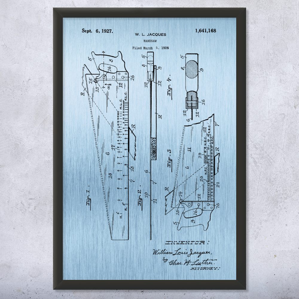 Handsaw Patent Wall Art Poster, Canvas or Framed Handyman Gift Shop Class Art - Picture 13 of 15