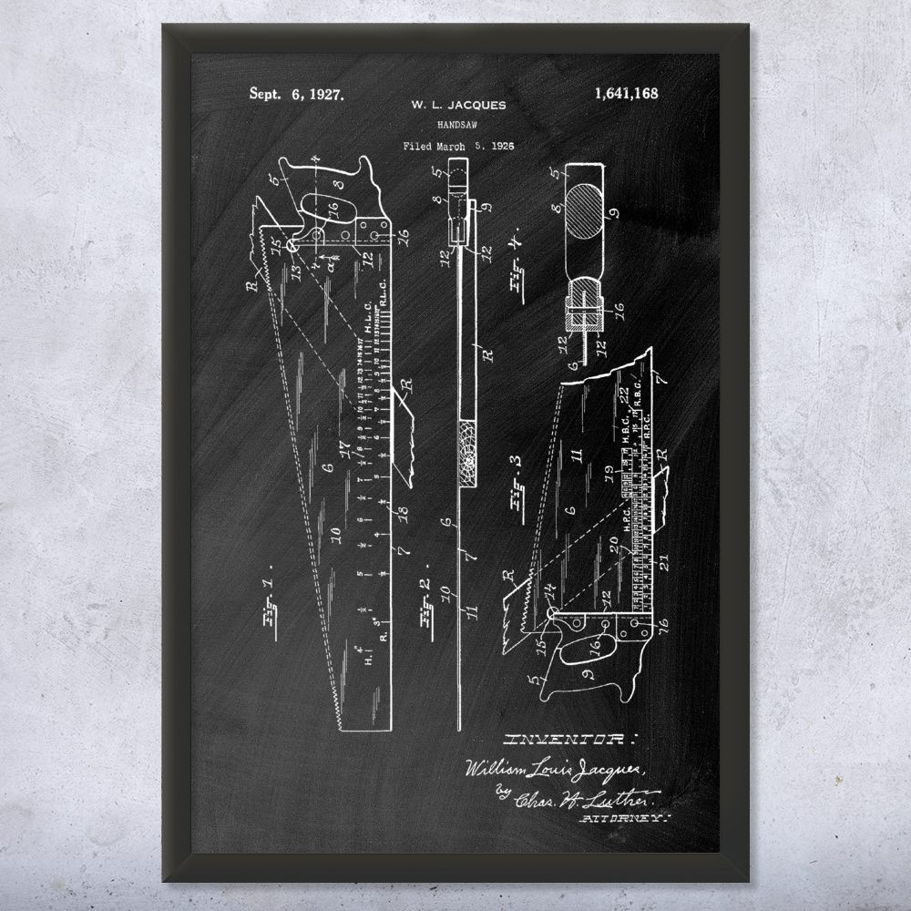 Handsaw Patent Wall Art Poster, Canvas or Framed Handyman Gift Shop Class Art - Picture 10 of 15