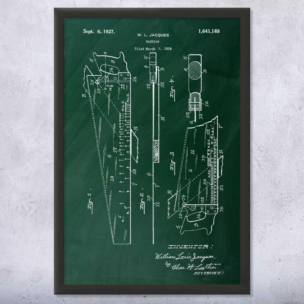 Handsaw Patent Wall Art Poster, Canvas or Framed Handyman Gift Shop Class Art - Picture 9 of 15