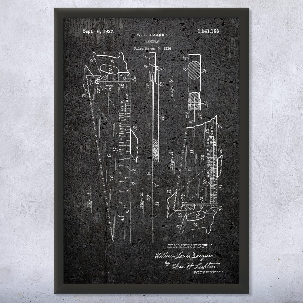 Handsaw Patent Wall Art Poster, Canvas or Framed Handyman Gift Shop Class Art - Picture 12 of 15