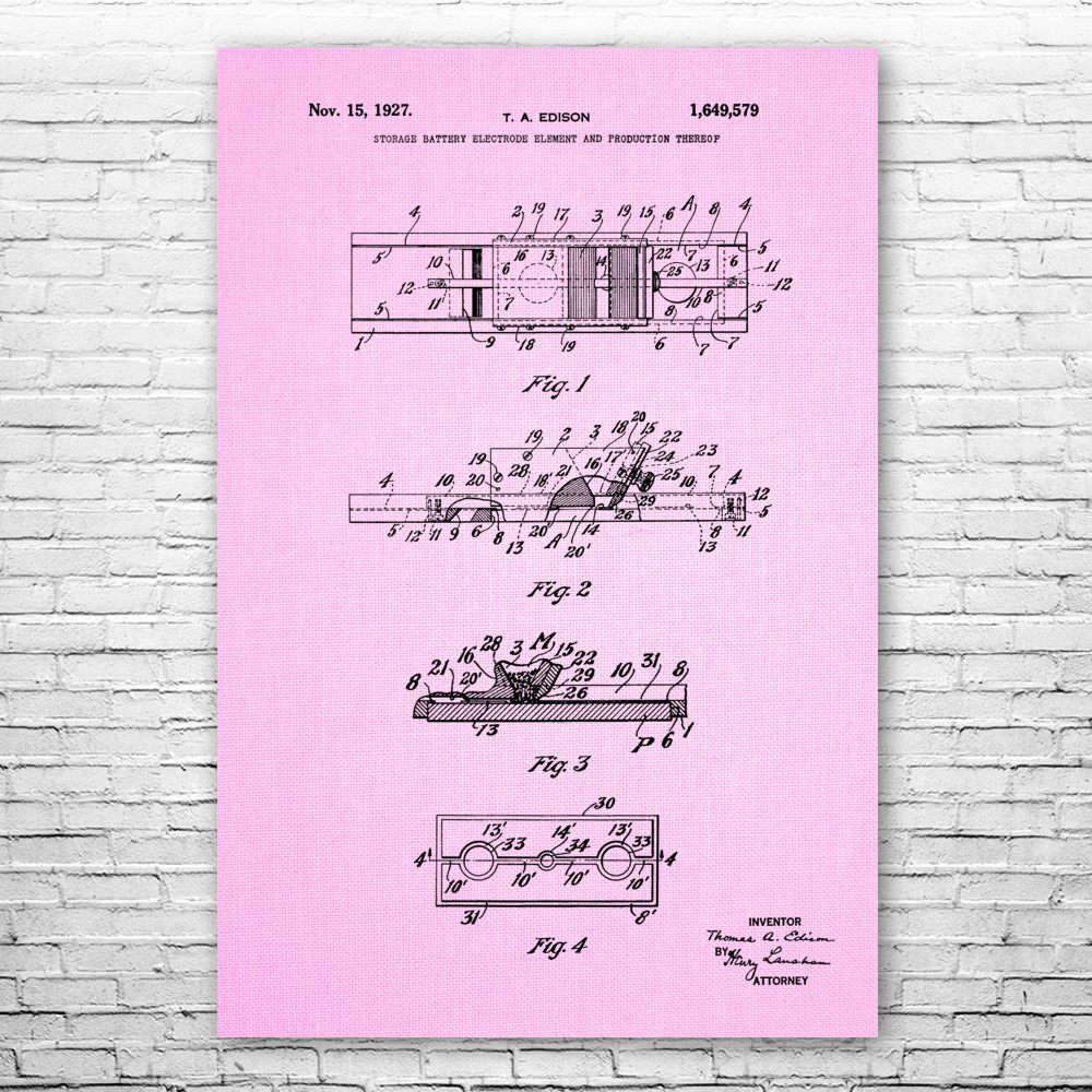 Science Teacher Gift Edison Wall Art Engineer Gift Battery Wall Art Battery Design Thomas Edison Voltaic Battery Poster Print