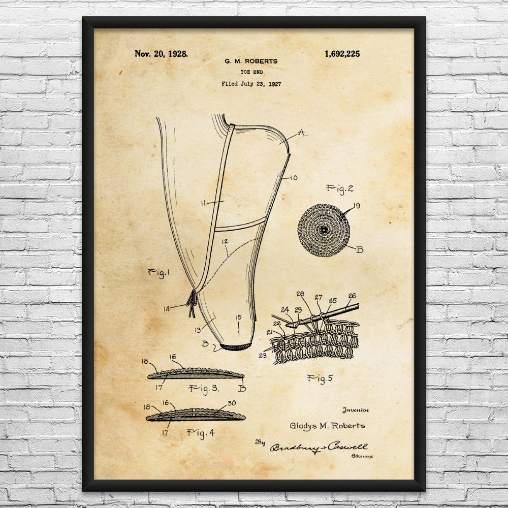 Ballet Slipper Patent Wall Art: Dance Posters, Teacher Gifts, Ballet Art