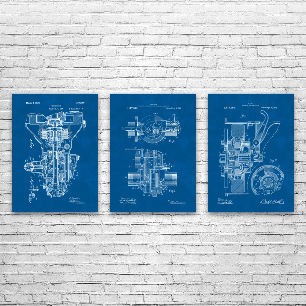 Henry F. Automotive Patent Wall Art Set of 3 Poster, Canvas or Framed Dad Gifts - Picture 8 of 12