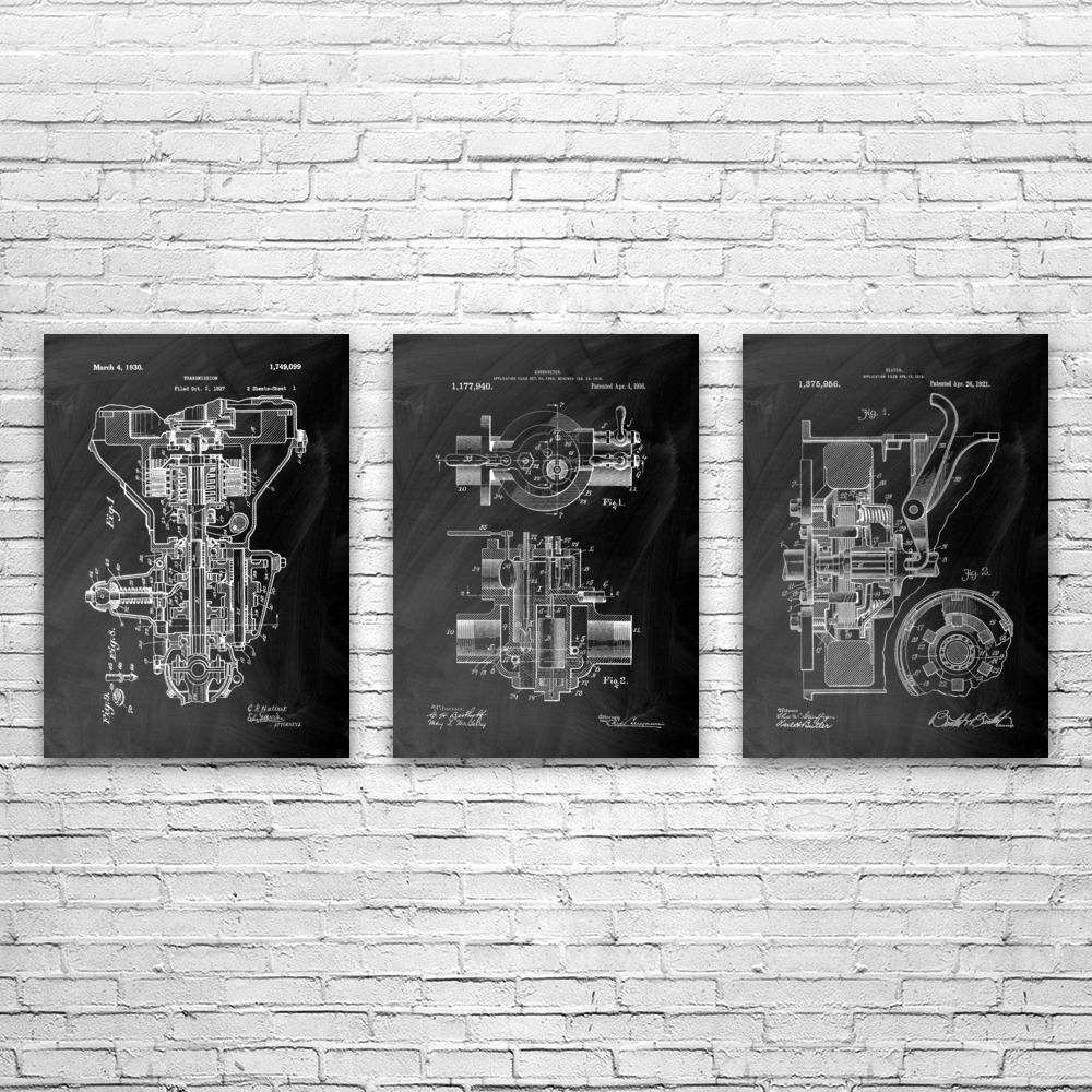 Henry F. Automotive Patent Wall Art Set of 3 Poster, Canvas or Framed Dad Gifts - Picture 6 of 12