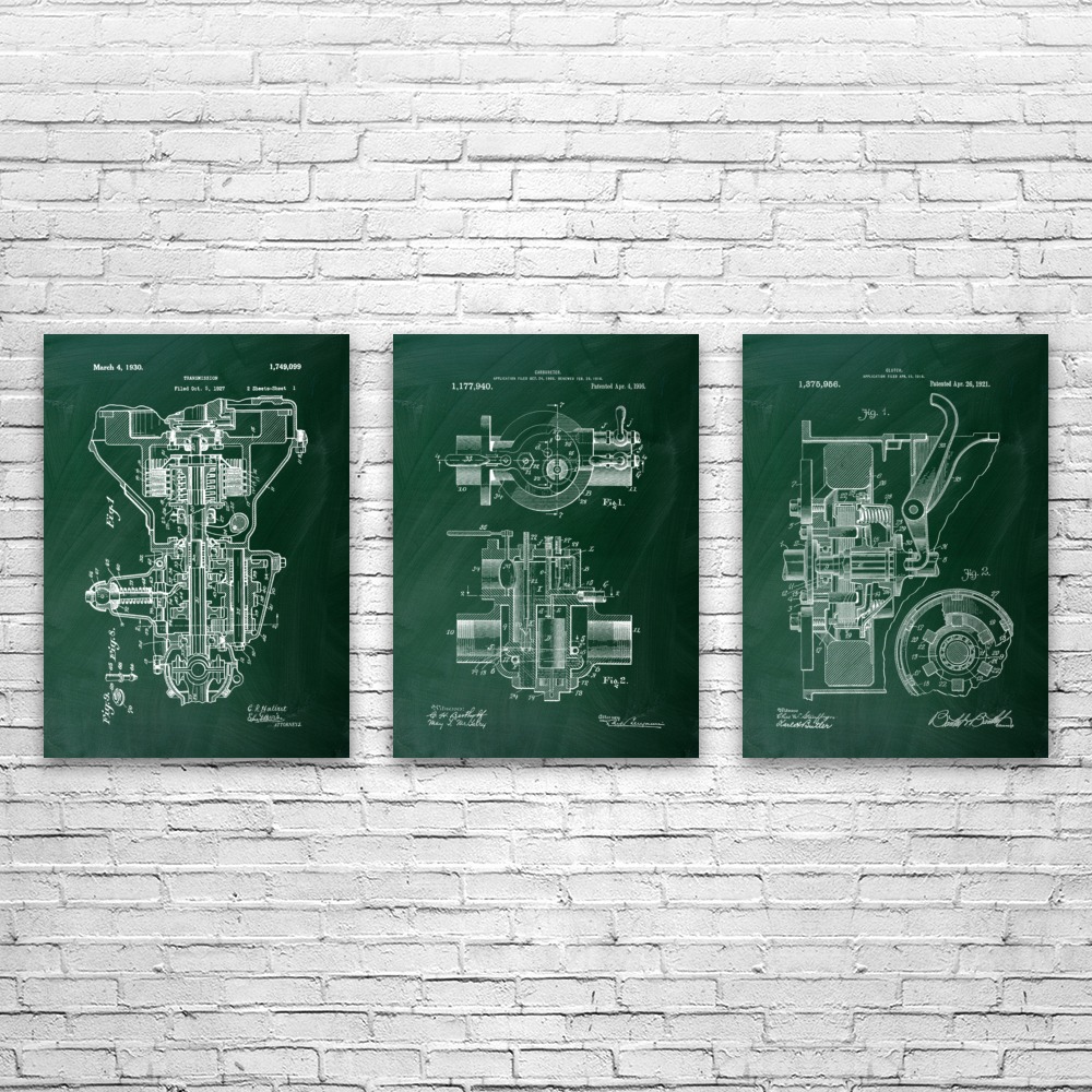 Henry F. Automotive Patent Wall Art Set of 3 Poster, Canvas or Framed Dad Gifts - Picture 7 of 12