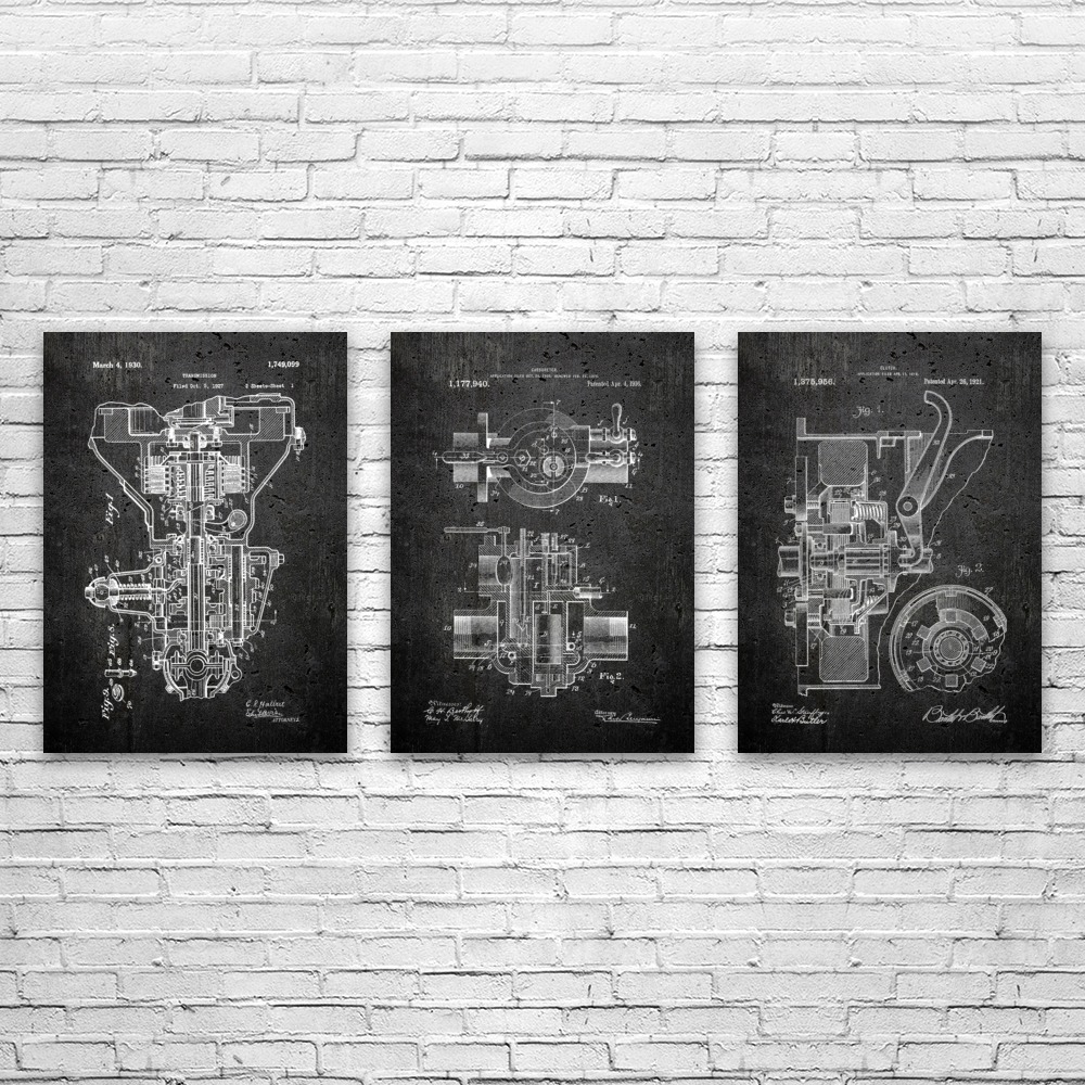 Henry F. Automotive Patent Wall Art Set of 3 Poster, Canvas or Framed Dad Gifts - Picture 9 of 12