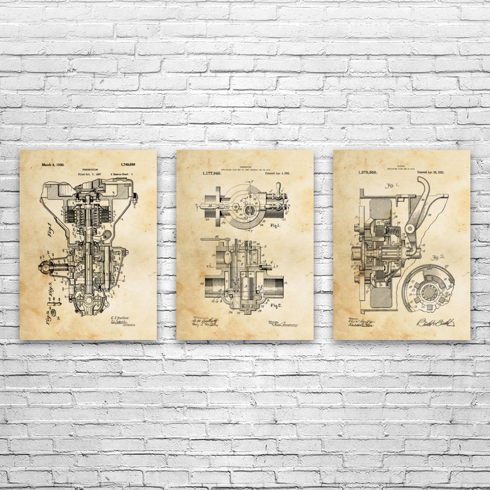 Henry F. Automotive Patent Wall Art Set of 3 Poster, Canvas or Framed Dad Gifts - Picture 5 of 12