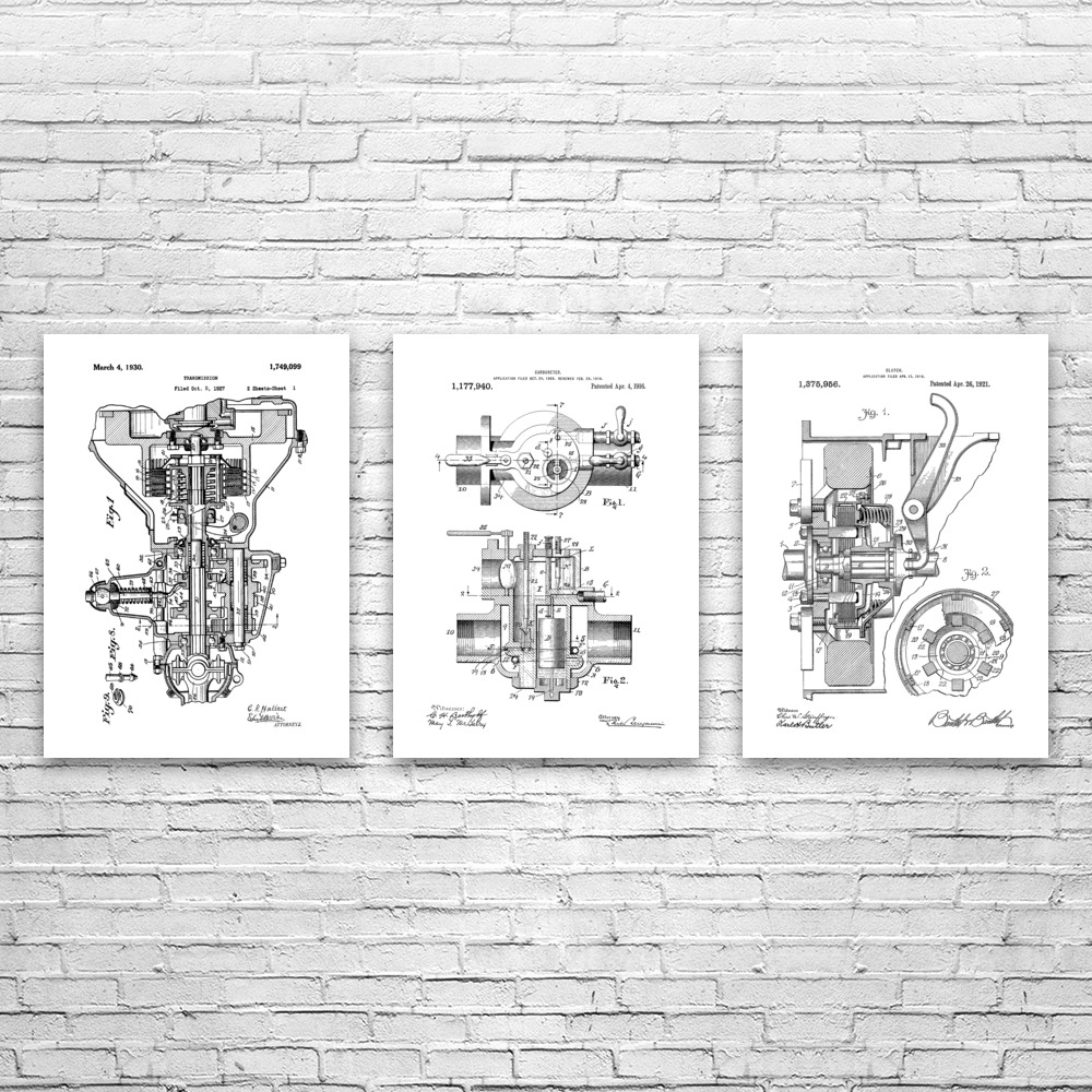 Henry F. Automotive Patent Wall Art Set of 3 Poster, Canvas or Framed Dad Gifts - Picture 11 of 12