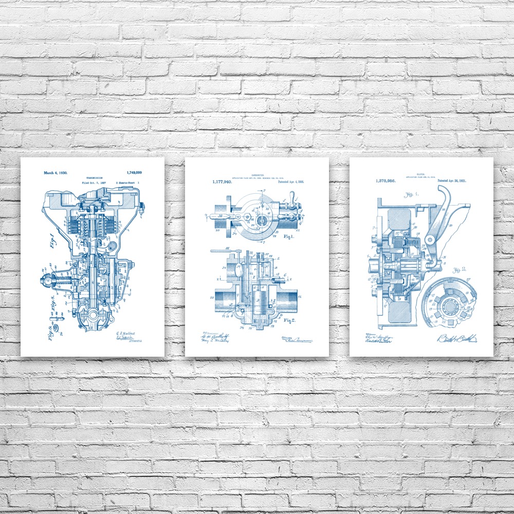 Henry F. Automotive Patent Wall Art Set of 3 Poster, Canvas or Framed Dad Gifts - Picture 12 of 12