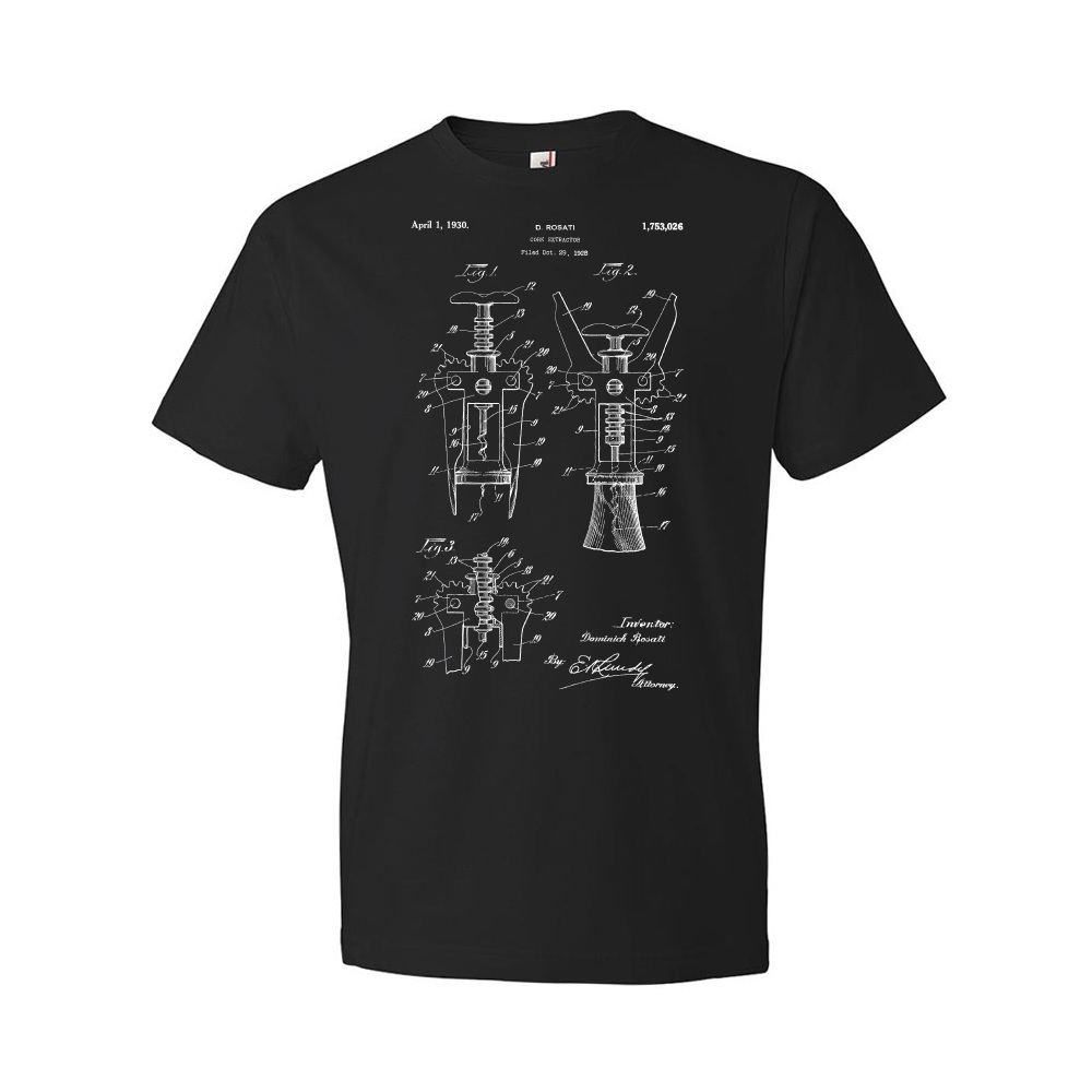 Wine Corkscrew Patent Shirt Sommelier Gift Vineyard Shirt Bartender Gift