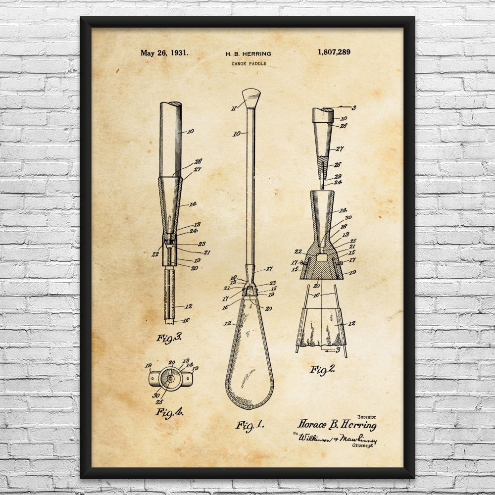 Canoe Paddle Patent Wall Art: Cabin Decor, Fishing Gifts, Boat Decor, Dad Gifts