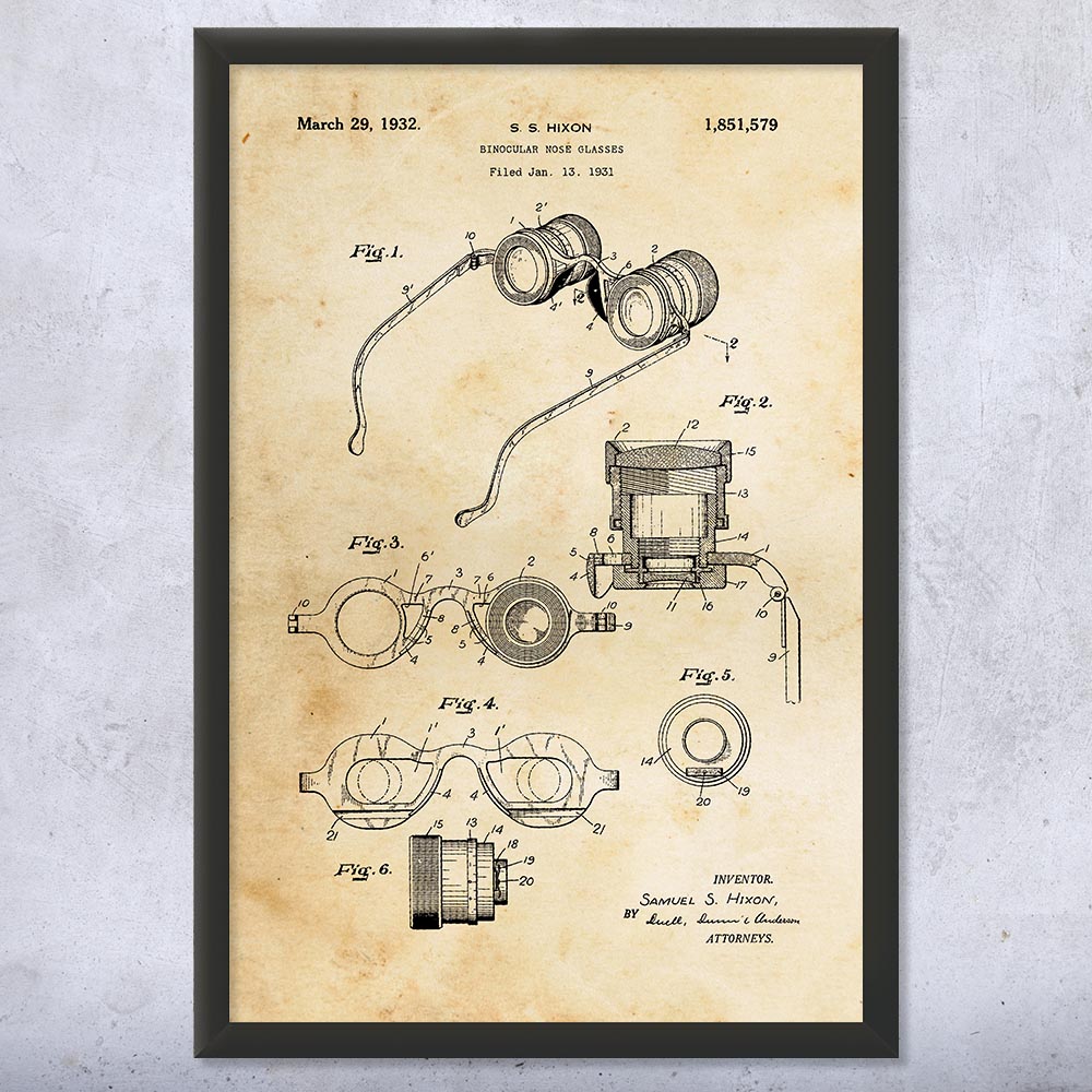 Opera Glasses Patent Wall Art Poster, Canvas or Framed Theater Binoculars Ballet - Picture 8 of 15