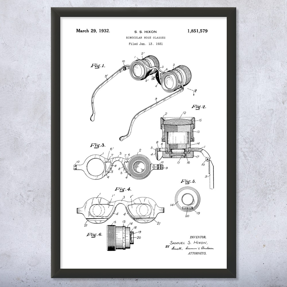 Opera Glasses Patent Wall Art Poster, Canvas or Framed Theater Binoculars Ballet - Picture 14 of 15