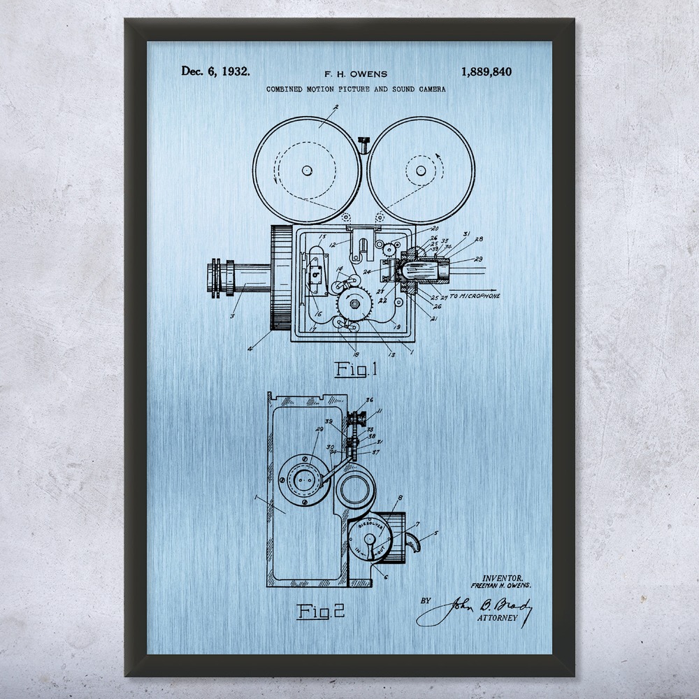 Motion Picture Camera Patent Wall Art Poster, Canvas or Framed Hollywood Decor - Picture 13 of 15