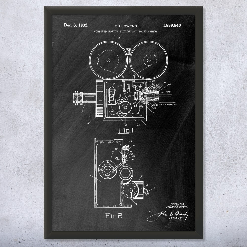 Motion Picture Camera Patent Wall Art Poster, Canvas or Framed Hollywood Decor - Picture 10 of 15