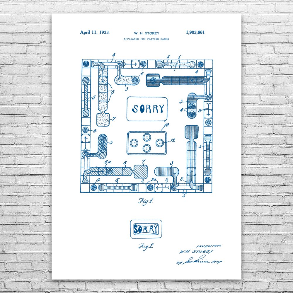 Sorry Game Poster Print Toy Store Decor Boardgame Art Game Room Decor