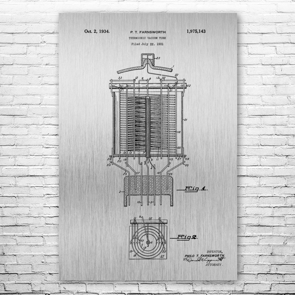 Farnsworth Vacuum Tube Poster Patent Print Engineer Gifts Vacuum Tube Art eBay