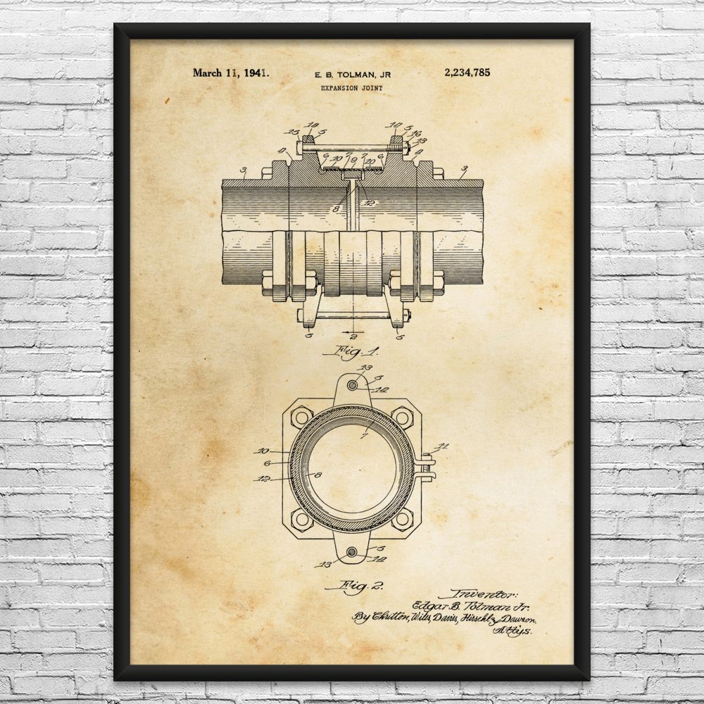 Expansion Joint Patent Wall Art: Contractor Gift, Industrial Art, Engineer Gift