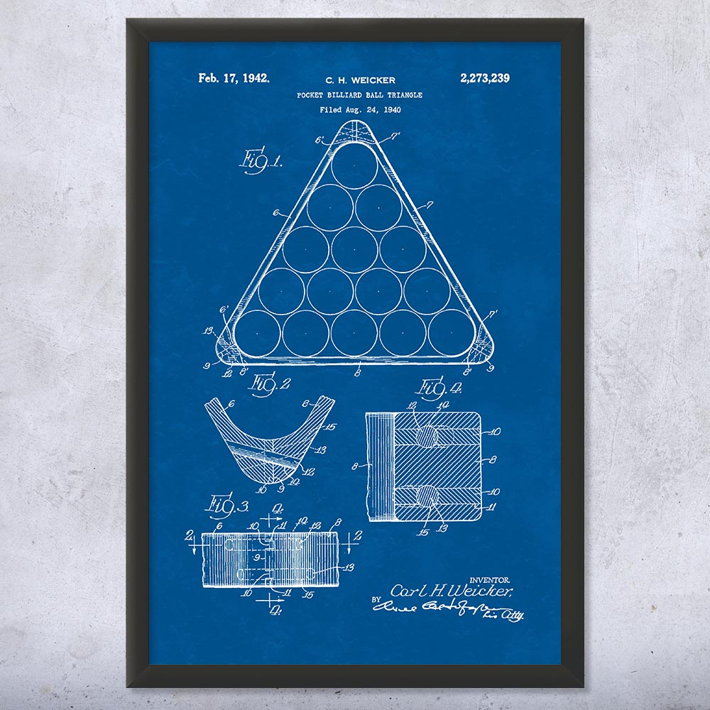 Pool Rack Patent Wall Art Poster, Canvas or Framed Game Room Art Billiards Decor - Picture 11 of 15