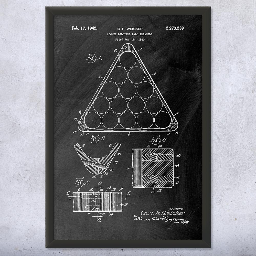 Pool Rack Patent Wall Art Poster, Canvas or Framed Game Room Art Billiards Decor - Picture 10 of 15