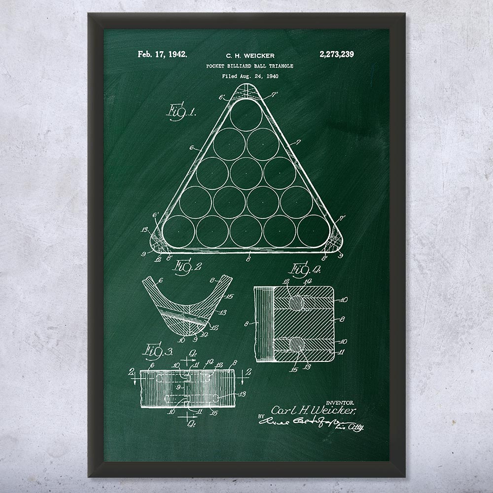 Pool Rack Patent Wall Art Poster, Canvas or Framed Game Room Art Billiards Decor - Picture 9 of 15