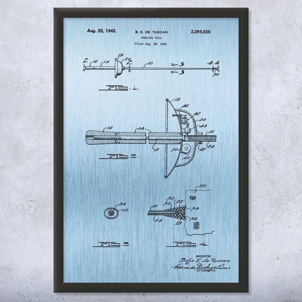 Fencing Foil Patent Wall Art Poster, Canvas or Framed Sports Posters Gym Posters - Picture 13 of 15