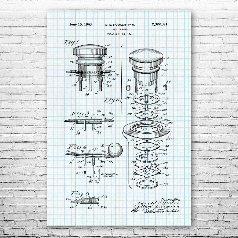 Pinball Blueprint Arcade Wall Art Gamer Gift Pinball Bumper Poster Print Video Game Art Pinball Gift Game Room Art Pinball Parts Art