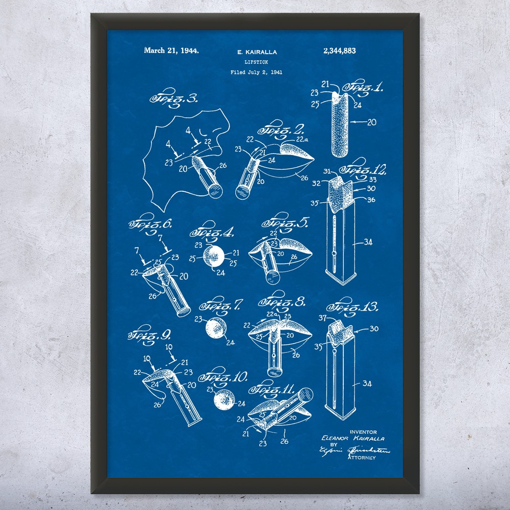 Lipstick Patent Wall Art Poster, Canvas or Framed Bathroom Decor Beautician Gift - Picture 11 of 15
